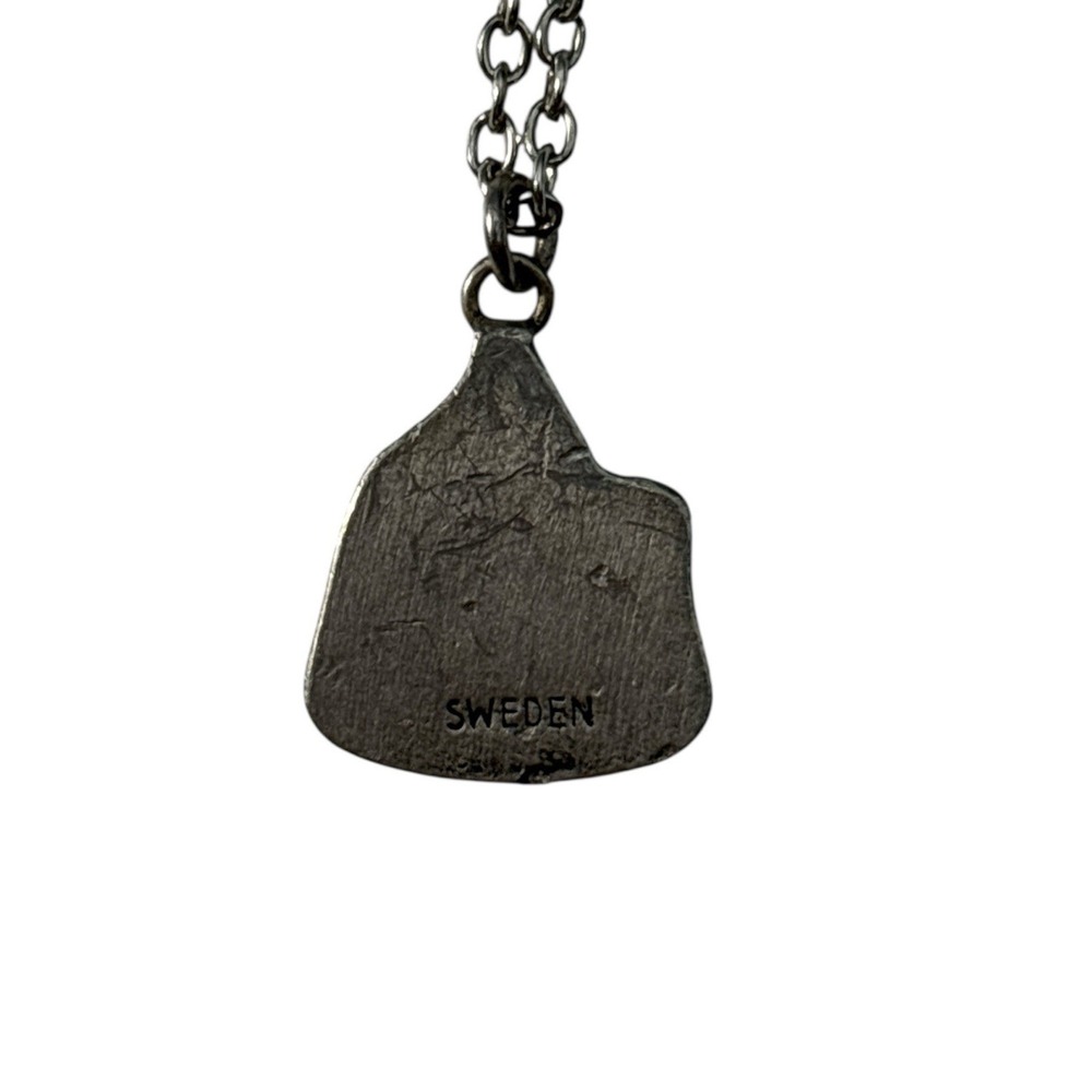 Vintage Sweden Swedish Silver Tone Rune Tennesmed Style Viking Boat‎ Necklace - Picture 3 of 5